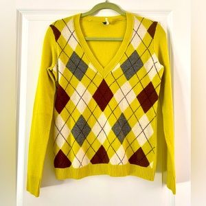 J Crew Argyle Sweater 90% wool & 10% cashmere.